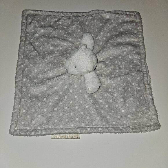Blankets & Beyond Gray White Teddy Bear Lovey Fleece Plush Baby Toy Polka Dots - Picture 3 of 10